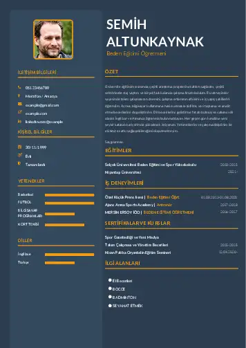 Beden Eğitimi Öğretmeni CV Örnekleri cv indir